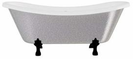 Vonia, laisvai pastatoma Besco Amelia Glam, 190 cm x 77 cm x 69 cm, ovalas, sidabro sp./juoda sp.