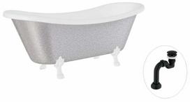 Vonia, laisvai pastatoma Besco Amelia Glam, 190 cm x 77 cm x 69 cm, ovalas, balta sp./sidabro sp.