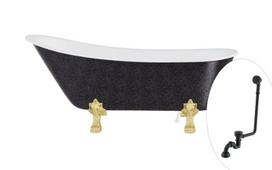 Vonia, laisvai pastatoma Besco Olaya Glam, 160 cm x 68 cm x 68 cm, ovalas, aukso sp./juoda sp.
