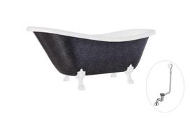 Vonia, laisvai pastatoma Besco Otylia Glam, 160 cm x 77 cm x 69.5 cm, ovalas, balta sp./chromo sp.