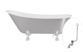 Vonia, laisvai pastatoma Besco Olaya Glam, 160 cm x 68 cm x 68 cm, ovalas, sidabro sp./chromo sp.