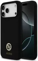 Guess Silicone Logo Strass 4G MagSafe Dėklas iPhone 17 Pro Max - Juodas (Black)