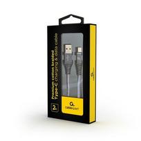 type c to type c laidas 2m - Gembird USB To USB Type - C Premium Cotton Braided Cable Grey / White 2M - 2 nuotrauka