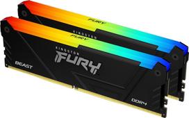 ddr4 ramai 32 - Kingston FURY Beast RGB Juodas (Black) 32GB DDR4 3200MHz CL16 Kit of 2 - 1 nuotrauka