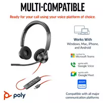 3320 poly - HP Poly Blackwire 3320 Stereo Juodos (Black) - 4 nuotrauka