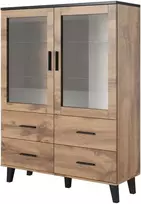 display cabinet - Cama Meble Lotta 2D4D, Wotan Ąžuolas (Wotan Oak)/Matinė Juoda (Mat Black) - 1 nuotrauka