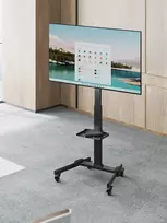 tv laikiklis 400x400 - Gembird TVS-55T-01 Televizoriaus stovas su ratukais (pakreipiamas), 32"-55", Juodas (Black) - 3 nuotrauka
