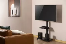 stovas su ratukais - Gembird TVS-75S-02 Televizoriaus stovas su ratukais, 37-75", Juodas (Black) - 3 nuotrauka