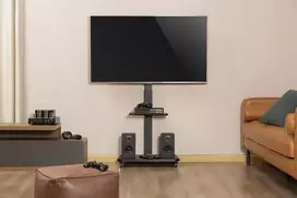stovas su ratukais - Gembird TVS-75S-02 Televizoriaus stovas su ratukais, 37-75", Juodas (Black) - 4 nuotrauka