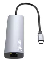 usb c 100w laidas - Manhattan 6-in-1 4K USB-C Dockingstation 1xHDMI 3xUSB 5 Gb/s Sidabras (Silver) - 6 nuotrauka