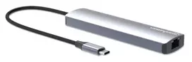 usb c 100w laidas - Manhattan 6-in-1 4K USB-C Dockingstation 1xHDMI 3xUSB 5 Gb/s Sidabras (Silver) - 9 nuotrauka