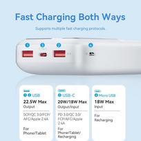 isorine baterija 20000mah - Vention FHLW0, 20000mAh, 22.5W, baltas - 6 nuotrauka