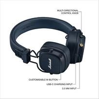 belaides bluetooth ausines - Marshall Major V Tamsiai mėlynos (Midnight Blue) - 3 nuotrauka