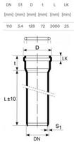 kanalizacijos vamzdis 110 mm - Vamzdis mažatriukšmei vidaus kanalizacijai Magnaplast, Ultra dB, PP, 110 mm, 2 m - 2 nuotrauka