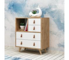komoda 70 cm - Komoda Kalune Design Fallow 811MDD3422, ąžuolo/balta, 40 cm x 70 cm x 88.6 cm - 2 nuotrauka