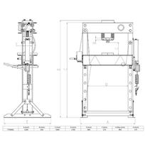 pneumatiniai presai - Pneumatinis / hidraulinis presas su manometru 50t - 2 nuotrauka