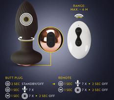 butt plug - Analinis kaištis Anos Rotating Butt Plug, juodas - 2 nuotrauka
