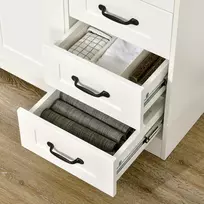 balta juoda komoda - HOMCOM Šoninė spintelė, balta (White), su 4 stalčiais, reguliuojama lentyna - 4 nuotrauka