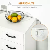 balta juoda komoda - HOMCOM Šoninė spintelė, balta (White), su 4 stalčiais, reguliuojama lentyna - 5 nuotrauka