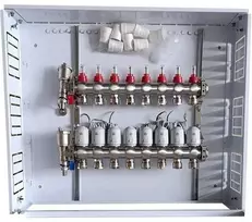 pavaros nc - Hismart HT260430 Grindinio šildymo kolektorius 8 kontūrų su terminėmis pavaromis NC AC230V ir debitomačiais - 1 nuotrauka
