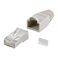 cat 6 shielded cable - Goobay 68746 RJ45 plug, CAT 5e STP shielded with strain-relief boot, pilkas - 2 nuotrauka