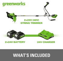 akumuliatorinis trimeris - Greenworks GD24X2BCB, 24 V - 9 nuotrauka