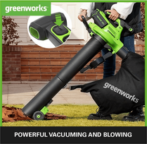 lapu siurblys pustuvas - Akumuliatorinis lapų siurblys-pūstuvas Greenworks GD40BVIIK2X; 40 V; 2x2,0 Ah akum. - 6 nuotrauka