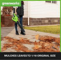 lapu siurblys pustuvas - Akumuliatorinis lapų siurblys-pūstuvas Greenworks GD40BVIIK2X; 40 V; 2x2,0 Ah akum. - 10 nuotrauka