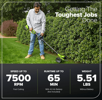 24v akumuliatorius greenworks - Greenworks ST24L413-01, 24 V - 3 nuotrauka