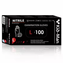 juodos vienkartines pirstines - KID-MAN nitrilinės vienkartinės pirštinės, juodos (Black), L, 100 vnt. - 1 nuotrauka