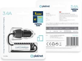 apple adapteris - Platinet car power adapter 3.4A USB-A   Lightning - 2 nuotrauka
