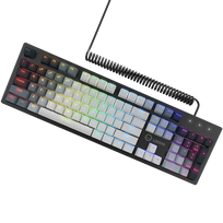 white gaming keyboard - LORGAR Azar 514, Wired mechanical gaming keyboard, RGB backlight, 1680000 colour variations, 18 modes, keys number: 104, 50M clicks, linear dream switches, spring cable up to 3.4m, ABS plastic metal, magnetic cover, 450*136*39mm, 1.17kg, white, EN layout | LRG-GK514W-US - 6 nuotrauka