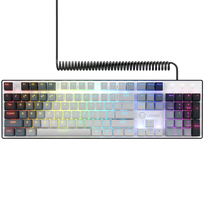 white gaming keyboard - LORGAR Azar 514, Wired mechanical gaming keyboard, RGB backlight, 1680000 colour variations, 18 modes, keys number: 104, 50M clicks, linear dream switches, spring cable up to 3.4m, ABS plastic metal, magnetic cover, 450*136*39mm, 1.17kg, white, EN layout | LRG-GK514W-US - 7 nuotrauka