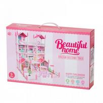 namelis namai - IKONKA Lėlių namelis Vila Rožinė (Pink) 4 Lygių Baldai - 2 nuotrauka
