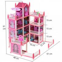 namelis namai - IKONKA Lėlių namelis Vila Rožinė (Pink) 4 Lygių Baldai - 5 nuotrauka