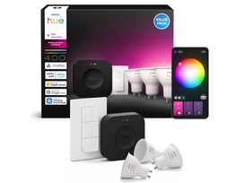 led lemputes gu10 - Philips Hue Starter Kit Baltas ir Spalvų Atmosfera 3xGU10 400lm + Nuotolinio Valdymo Pultas + Hue Bridge Pro - 4 nuotrauka