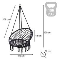 supamasis kreslas pakabinamas - Supamas fotelis su juodu atlošu, 80 cm - 2 nuotrauka