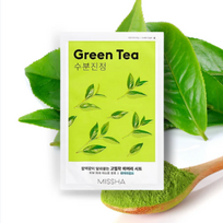 missha mask - Raminamoji lakštinė veido kaukė MISSHA Airy Fit Sheet Mask (Green Tea), 19g - 2 nuotrauka