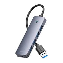 usb a to usb c usb 3.0 - Baseus UltraJoy Lite 4in1 USB Hub 15cm USB-A to 4x USB 3.0 + USB-C 5V Pilkas (Gray) - 7 nuotrauka