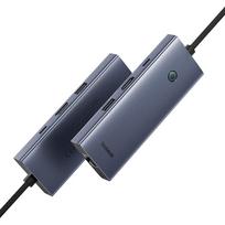 adapteris baseus - Baseus UltraJoy USB-C Adapteris 6-in-1 (HDMI 4K, USB 3.1, USB-C, USB 2.0, PD, RJ45) Juodas (Black) - 3 nuotrauka