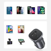 car charger pd - Automobilinis įkroviklis Ugreen CD130 fast car charger, USB Type C/USB Type A, pilka, 30 W - 3 nuotrauka