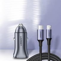 car charger pd - Automobilinis įkroviklis Ugreen CD130 fast car charger, USB Type C/USB Type A, pilka, 30 W - 10 nuotrauka
