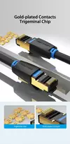 rj45 ethernet 40gbps - Vention IKABF Cat8 S/FTP tinklo kabelis 1m Juodas (Black) - 4 nuotrauka
