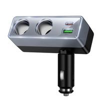 automobiline krovikle - Hoco Z65B Automobilinis įkroviklis, 1xUSB A + 1xUSB C + 2x cigarečių degiklio prievadai, juodas (Black) - 3 nuotrauka