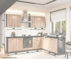 artisan oak - STOLKAR Cosmo Design ANIKA virtuvės baldų komplektas, rankų darbo ąžuolas/grafitas 2.0/2.6 - 3 nuotrauka