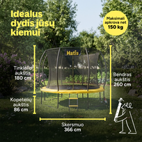 3 laipteliai - Batutas Hatis, 366 cm, su tinklu, su kopėčiomis - 9 nuotrauka
