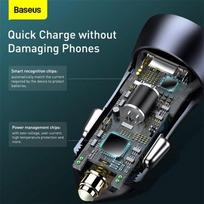 baseus 20w usb c - BASEUS 40W 12-24V USB   USB-C QC4  PD3.0 SCP FCP AFC, pilkas - 4 nuotrauka
