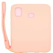 a20e samsung telefona - Korpuso galas, galinis dangtelis Evelatus         Samsung      A20e Soft Touch Silicone Case with Strap       Pink - 2 nuotrauka