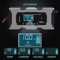 lifepo4 3,2v - Qoltec 52493 Mikroprocesorinė kroviklis 12V 10A su remontine funkcija AGM GEL LiFePO4 ,  LCD - 7 nuotrauka