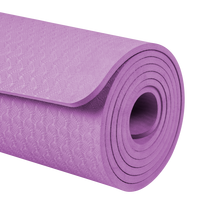 fitneso kilimelis - Gymnastic mat for yoga, pilates, fitness, 183x61cm, thickness 6mm, TPE material, purple, REBEL ACTIVE - 4 nuotrauka
